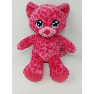 Build A Bear Hot Pink Sweet Scent Cat Leopard Print Plush Stuffed Animal BAB 17"